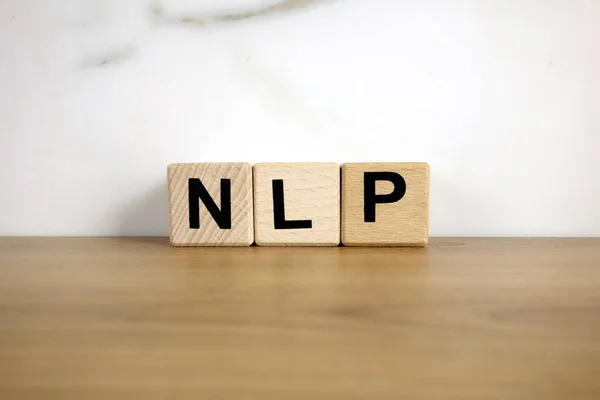 Nlp Neuro Linguistic Programming Abbreviation Wooden Blocks Business Success Concept — Stock fotografie