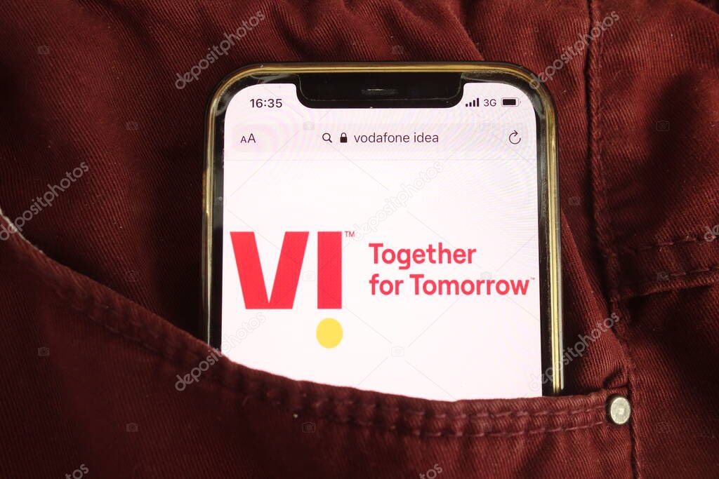 KONSKIE, POLAND - July 22, 2021: Vodafone Idea Limited logo displayed on mobile phone