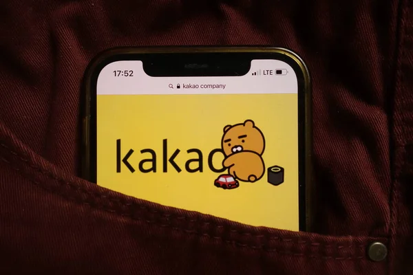 Konskie Poland September 2021 Kakao Corporation Logo Displayed Mobile Phone — Stock Photo, Image