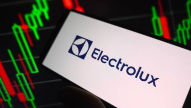 Konskie, Polonya - 09 Kasım 2025: Cep telefonunda elektrik şirketi logosu sergilendi