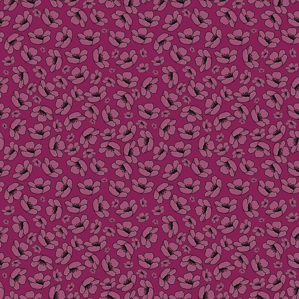   Pembe çiçekli, koyu pembe bir arka planda kusursuz bir desen.