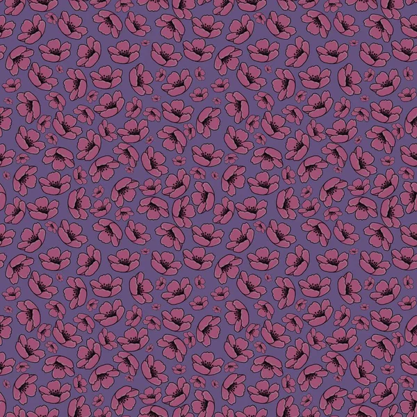  Pembe çiçekli mor bir arka planda kusursuz desen