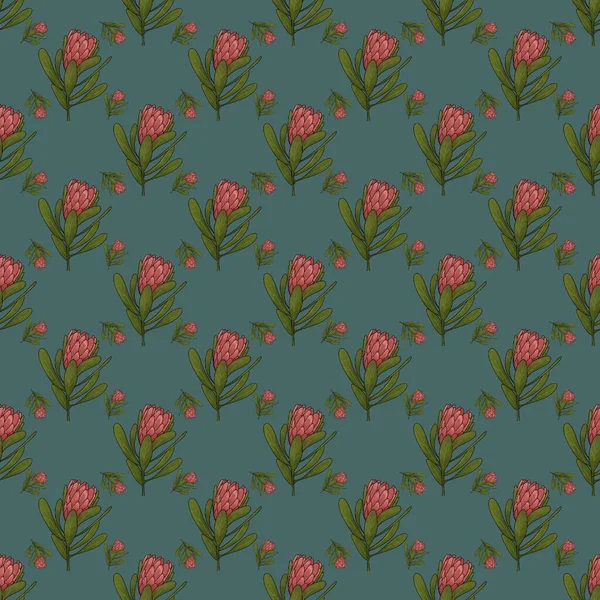 Koyu mavi arka planda proteinleri olan zarif, pürüzsüz bir desen.