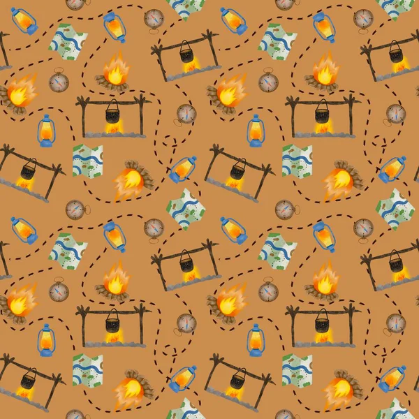   Kamp Malzemeleri Simgeleriyle Kusursuz Macera Seyahati Arkaplanı