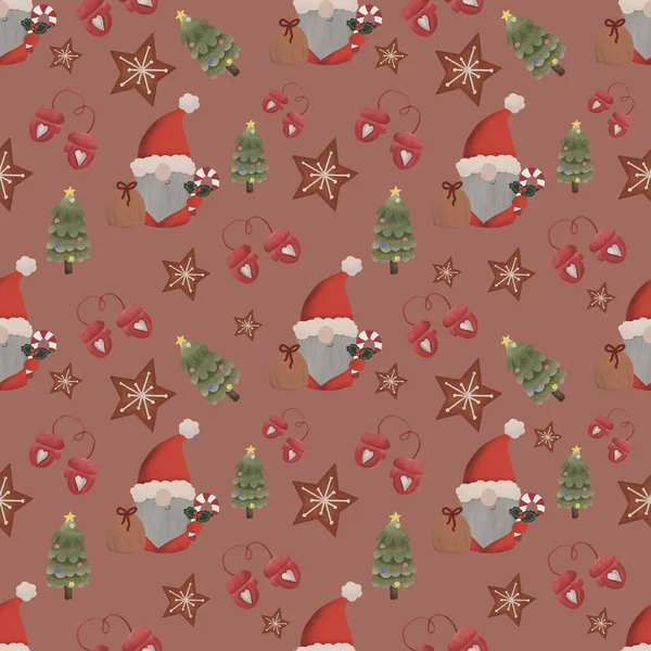 Noel öğeleri üzerinde kırmızı bir arka plan ile Seamless Modeli