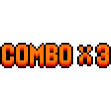 Combo x3 in arcade game, game message, points or score in pixel art game