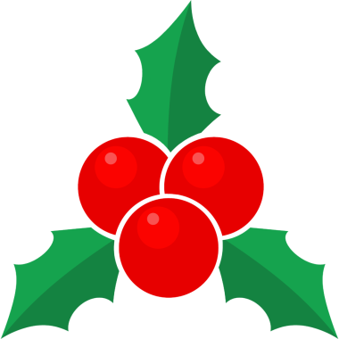 Noel Holly Yaprakları ve Kırmızı Böğürtlenler Dekorasyon Simgesi