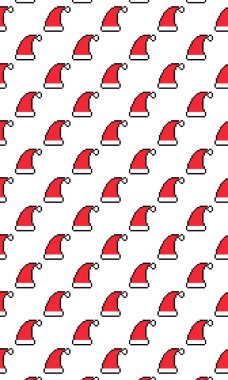 Noel Baba Şapkası Pikseli Kusursuz Şablon Kırmızı Noel Şapkası Tatil Tasarımı