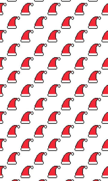 Noel Baba Şapkası Pikseli Kusursuz Şablon Kırmızı Noel Şapkası Tatil Tasarımı