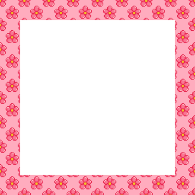 Çiçek desenli pembe çerçeve, pikselli sanat çiçeği, şirin fotoğraf çerçevesi.,