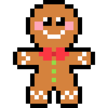 Pikselli Zencefilli Kurabiye Adam, Noel süsü pikseli sanat tarzı, şirin Noel zencefilli çörek