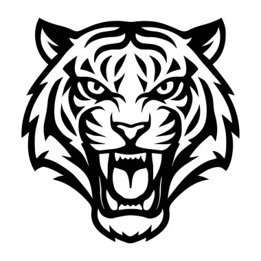 Çarpıcı bir kabile tarzı kaplan kafası tasarımı keskin siyah çizgiler ve yoğun bir ifade içeriyor. Logolar, dövmeler ya da güç, güç ve cesur görsel etki gerektiren grafik sanatları için mükemmel.