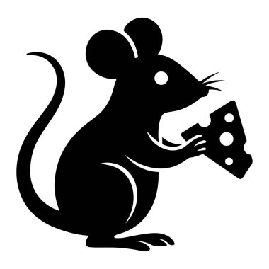 Küçük bir fare her iki pençesi ile bir parça peynir tutar, neşeli ve nazik bir an gösterir. Yuvarlak kulakları, uzun kuyruğu ve anlamlı duruşu basit zevklere odaklanmış büyüleyici bir sahne yaratır..