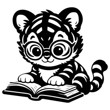 Sevimli bir kaplan yavrusu açık bir kitap okurken meraklı gözlerle oturur. Sahnede öğrenme, hayal gücü, masumiyet ve neşe aktarılıyor, çocuk temaları, eğitim ve hikaye anlatma projeleri için mükemmel hale getiriliyor..