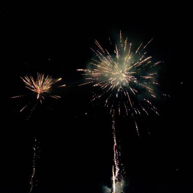 Colored fireworks in french summer sky
