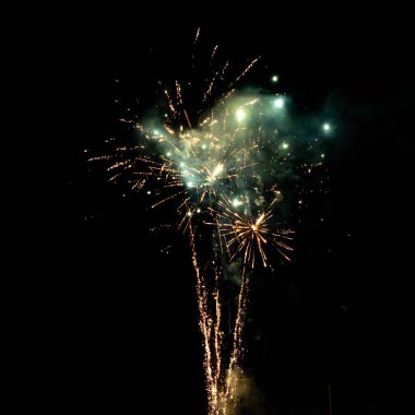 Colored fireworks in french summer sky