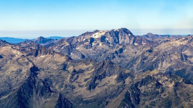 french pyrnes mountains aerial plane view