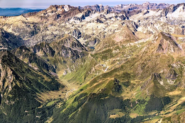 french pyrnes mountains aerial plane view
