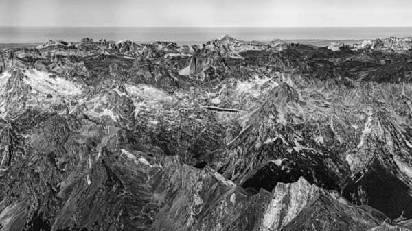 french pyrnes mountains aerial plane view