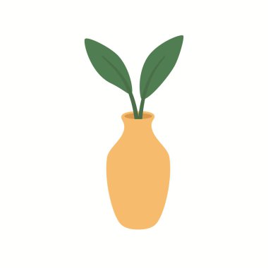 İki yeşil yapraklı dekoratif bir vazonun basit ve sakin bir botanik görünüm oluşturması. İç temalı tasarımlar, ev dekorasyonu kavramları, doğayla ilgili kompozisyonlar, yaşam tarzı grafikleri ve modern minimalist projeler için ideal.