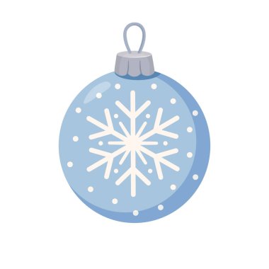 Narin beyaz kar taneleri ve küçük noktalı aksanları olan açık mavi bir Noel süsü. Basit yuvarlak şekil ve temiz düz stil yumuşak bir kış estetiği yaratır. Bu illüstrasyon tatil tasarımları, mevsimlik dekorasyon ve kış için uygundur.