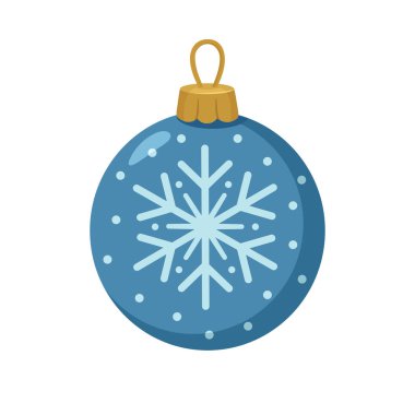 Detaylı kar tanesi tasarımı ve noktalı dekoratif unsurların yer aldığı mavi bir Noel ve Yeni Yıl süsü. Pürüzsüz düz stil mevsimlik tasarımlar, tatil projeleri, tebrik kartları, markalaşma ve dekoratif dekoratif için uygun bir kış görüntüsü yaratır.