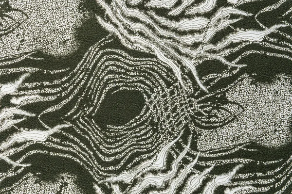 Dekoratif zeytin yeşili Jacquard kumaşı metalik lurex iplikler ve soyut dalga deseni, arka plan, döşeme, perde ve yastıklar için ideal