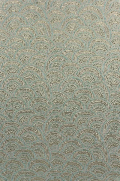 Dekoratif hafif zeytin bej brokar kumaş motifi sarı metalik lurex ipliklerle, döşeme, perdeler ve iç dekorasyon için ideal