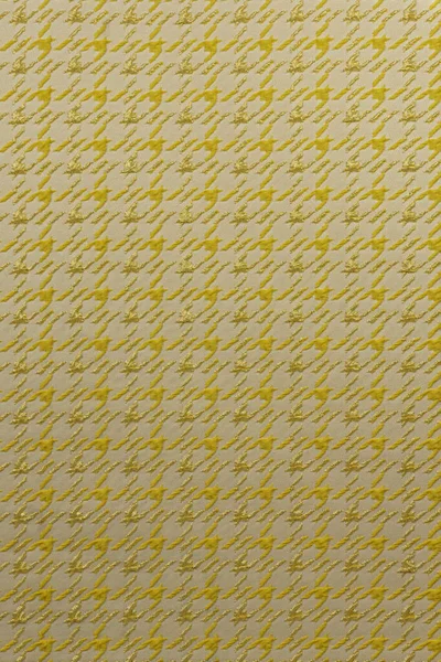 Kalıplı, şehvetli bir arka plan ve ses tonuyla uyumlu bir houndstooth deseni. Açık bej tabanlı hardal sarısı tasarım altın yağıyla vurgulanır. Mobilya döşemeleri, dekoratif perdeler ve duvar örtüleri için uygun