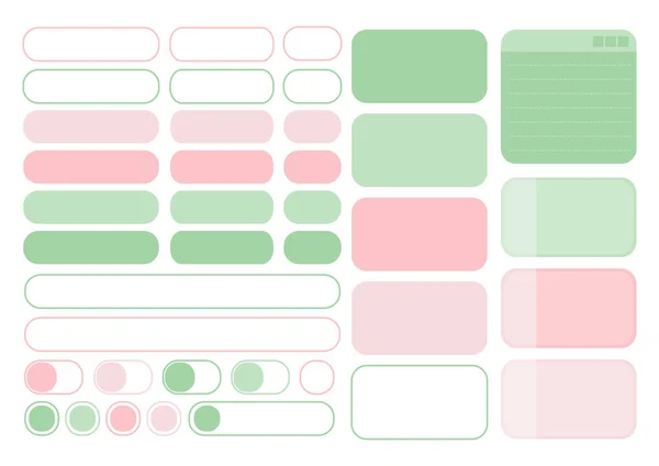 白を基調としたピンクと緑のウェブ要素を持つモダンなフラットデザイン. — ストックベクタ