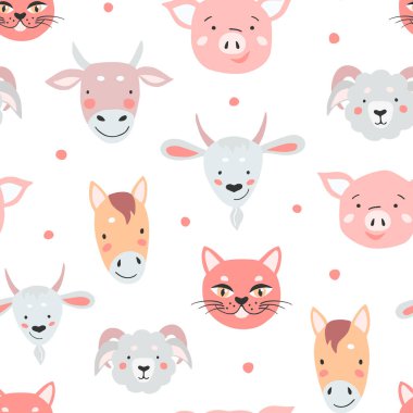 Parmak izi tasarımı için sevimli hayvanlarla kusursuz desen.