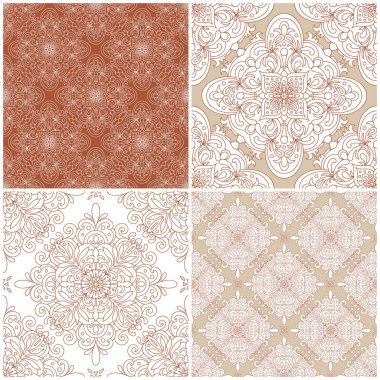 Bir dizi vektörsüz şablon. Klasik İspanyol kumaşı süsü. Vektör dekoratif arka plan. Her tasarım için harika.