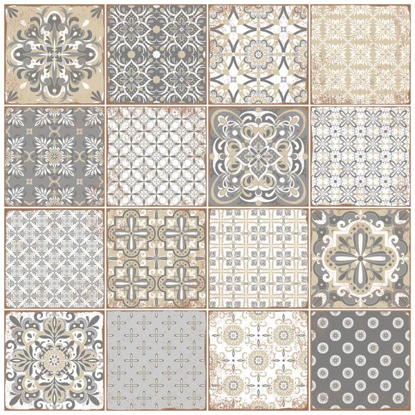 Традиционные декоративные португальские azulejos. Винтажный рисунок для текстильного дизайна. — стоковый вектор
