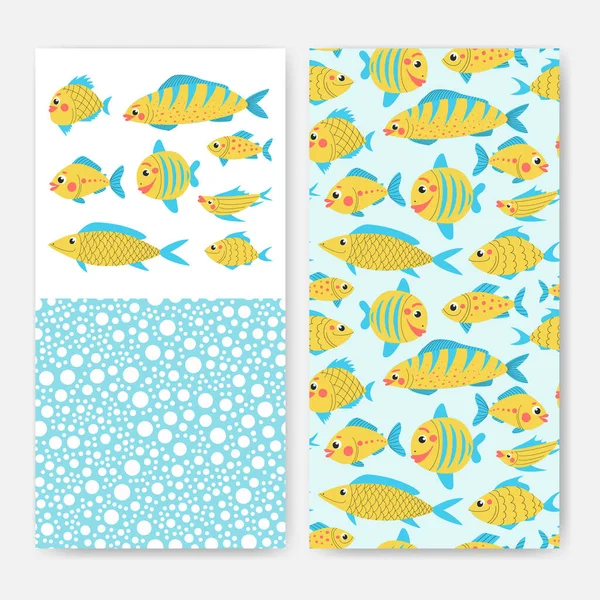 Cute fish vector collection in flat cartoon style — Stock Vector