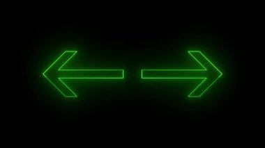 Neon green arrows pointing towards each other on black background