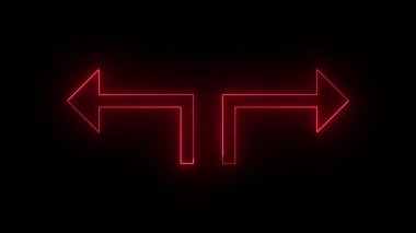 Neon red arrows pointing left and right on black background