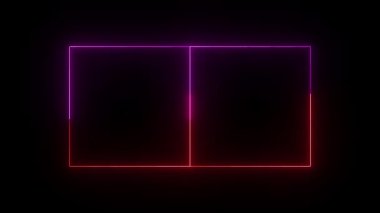 Abstract neon geometric shapes glowing on black background