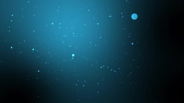 Karanlık bir arkaplan canlandırma döngüsünde yüzen soyut mavi parçacıklar