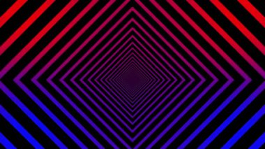 Kırmızı mor ve mavi geometrik karelerden oluşan hipnotik tünel sonsuzluğa doğru iniyor.