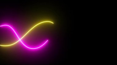 Büyüleyici neon ışık yolları pembe ve sarı danslar ile karanlık arka planda