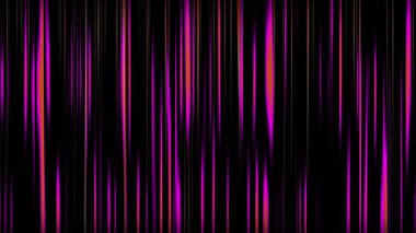 Soyut dikey neon, pembe ve turuncu çizgiler koyu siyah bir zemin üzerinde hafif ışık efektleriyle akıyor.