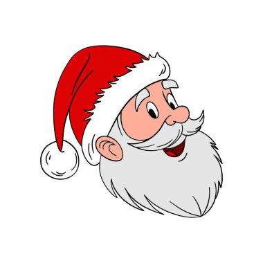 Christmas time eve. Happy and funny Santa Claus portrait with red hat. Seasonal winter time holidays. Festive fun and cute element collection