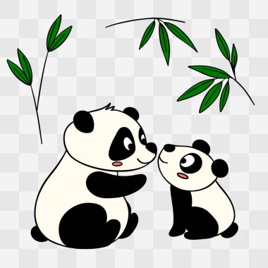 Sevimli el çizimi iki sevgi dolu pandanın Sevgililer Günü 'nü kutlaması. Kalpleri ve tatlı duyguları olan sevimli romantik bir çift. 