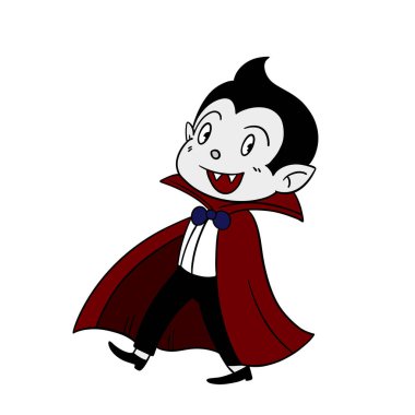 Magical day Halloween. Cute vampire cartoon idea mask costume. Happy and smiling funny white skin monster. Line art element collection