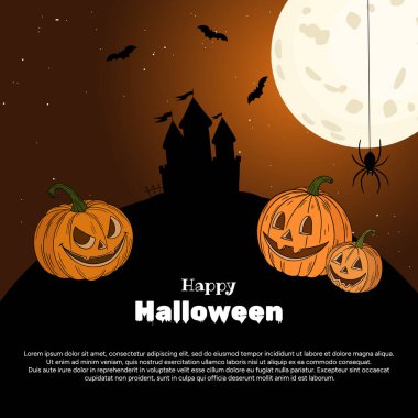 Cadılar bayramı partisinin afişlerinde büyük ay ışığı ve Cadılar Bayramı 'nın ürkütücü ağacı var.