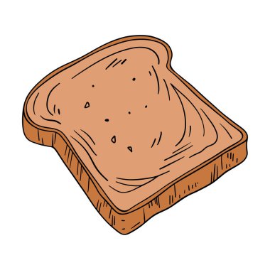 Appetizing and delicious baked white bread toast . Bakery breakfast treats menu. Outline food art