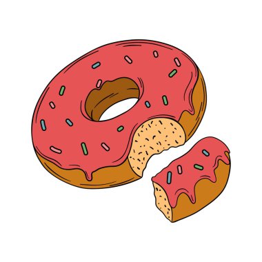 Çilekli iştah açıcı donut tatlandırıcı krema, serpiştirme ve ısırma tadı. Dondurulmuş leziz hamur işi, kremalı ve ana hatlı yemekler.