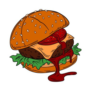 Damlayan peynirli sulu taze burger, etli börek, taze sebze ve susamlı yumuşak çörek. Ketçap ve hardallı Amerikan fast food mutfağı. Ana hatlarıyla yemek sanatı