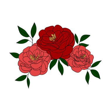 El çizimi yaz mevsimi çiçekleri buket güller dizayn etmek için.