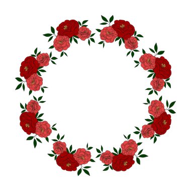 El çizimi yaz mevsimi çiçekleri buket gül unsurları tasarım için çerçeve çelengi